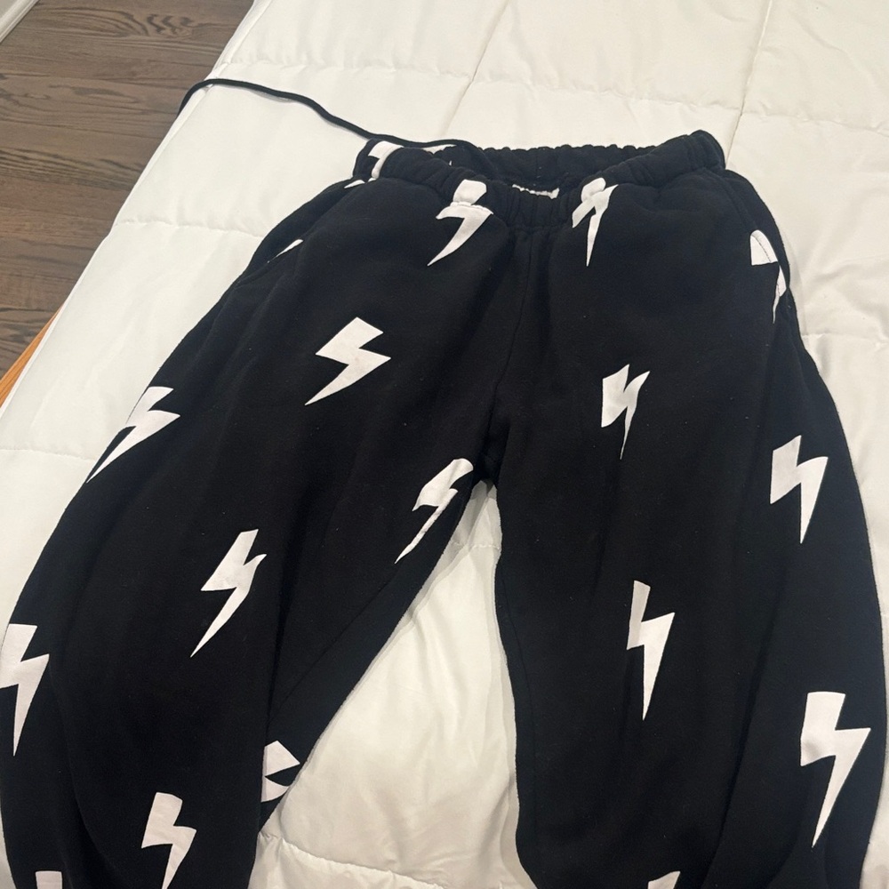 Black Lightning Print Women's Pants